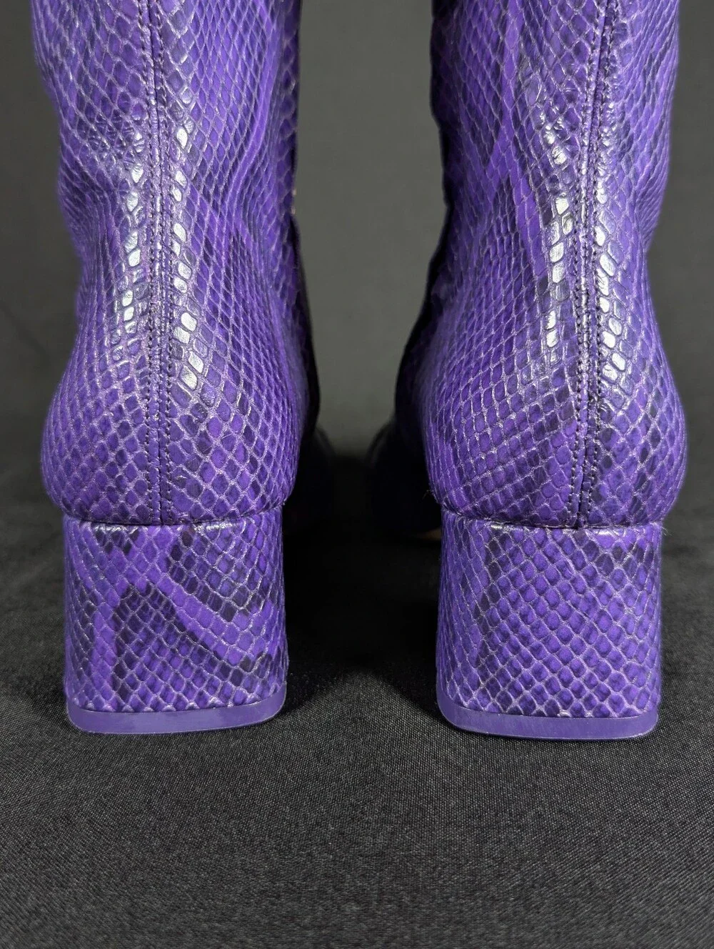 Larroudé Kate Purple Snake Print Leather Boot Size 6 Womens